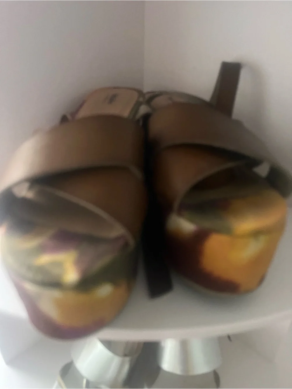 Women’s Platform Sandal in Brown with Multicolor Canvas